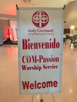 COM-Passion worship service...contemporary, bilingual... Very exciting