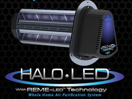 The HALO-LED™ Whole Home In-Duct Air Purifier uses our new revolutionary REME-LED ® technology to help protect the air for  your family