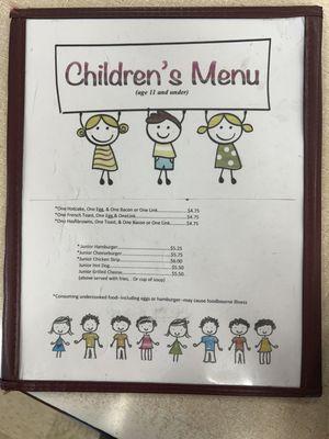 Children's menu