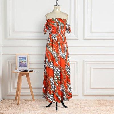 Elegant sexy summer short sleeve off shoulder Neck floor length Maxi dress .