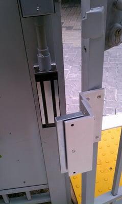 Magnetic lock for beach gate.