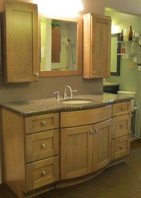 Bow Front Vanity Cabinet with Quartz Vanity Top