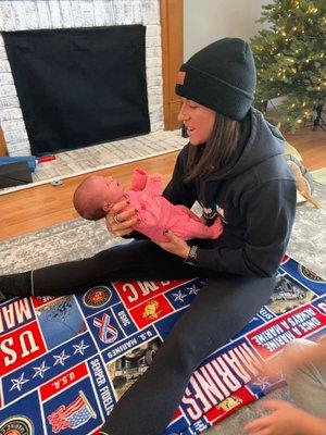 Dr. Kalie making a special house visit to adjust our baby at just five days old.