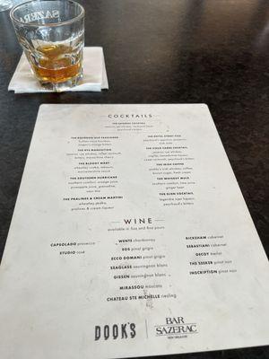 Drink menu