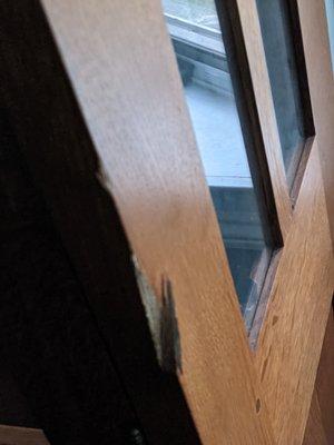 dish cabinet damaged when moved through doorway