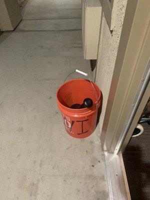 Apparently there clients have to do their own plumbing. This bucket sat in front of the hotel room for approximately 10hrs