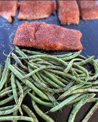 Creole Salmon and green beans