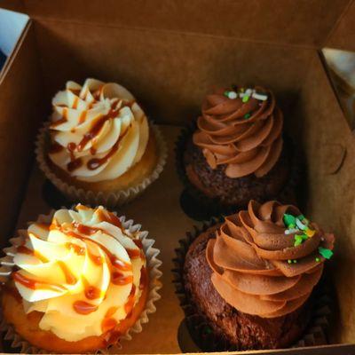 Gluten-free big caramel cupcakes and Triple Chocolate