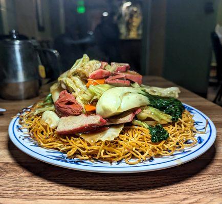 BBQ pork crispy noodles $13.50