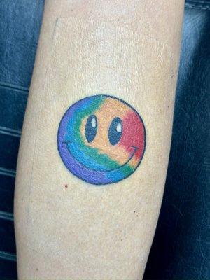 Tye Dye Smiley Face Tattoo