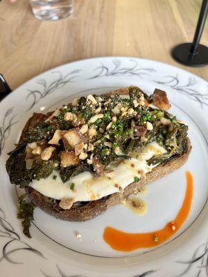 Braised greens toast