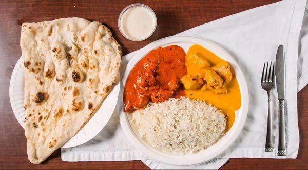 Dinner combo # 4 . 2 chicken, rice & naan