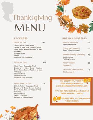 Now Accepting Thanksgiving Pre-Order's through November 22nd!