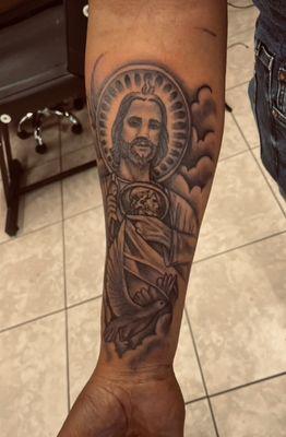 San Judas tattoo message, text or call for prices 956-877-0792