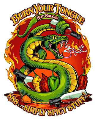 Our new logo! Burn Your Tongue - SSS... Simply Spicy Stuff! - Utah's Legendary Hot Sauce Leader - Utah State's Superior Sauce Selection!