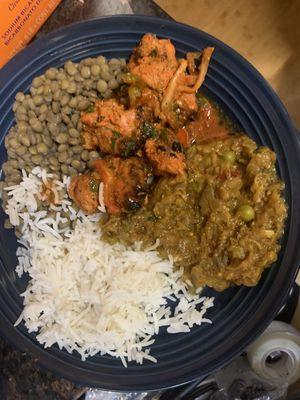 Chicken Tikka, Baingan Bharta (Vegan)