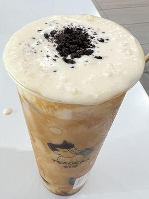 Brown Sugar Milk Black Tea W. Oreo & Milk Foam  With Herbal Jelly - NO boba