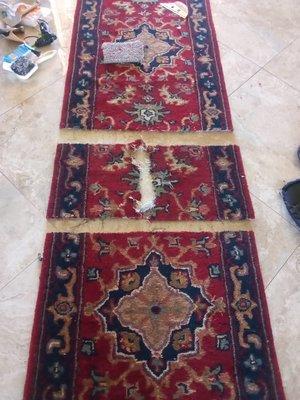 Removing a Section of Area Rug Damaged by a Dog.