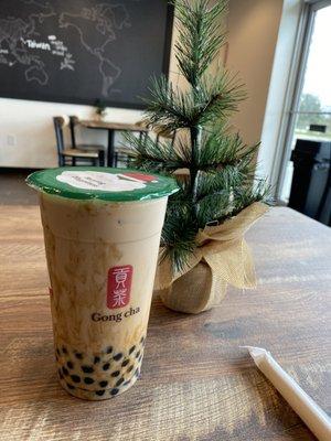 Brown sugar milk tea with boba