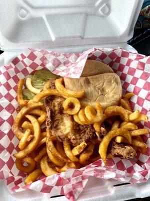 Hand breaded fried chicken sandwich