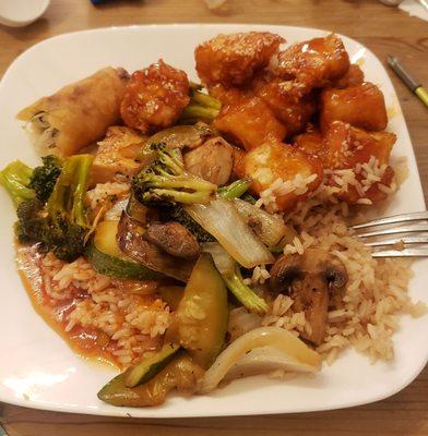 Sesame tofu, and tofu hibachi with plain white rice.