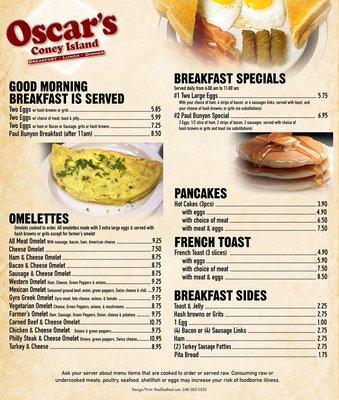 breakfast menu