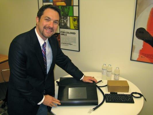 Attorney Rosenfeld with the DataMaster DMT breath testing instrument.