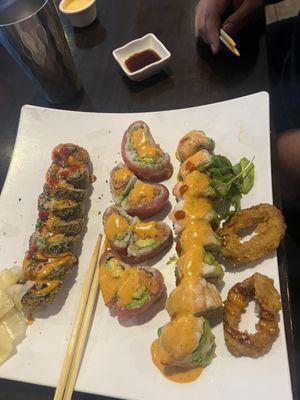 Volcano roll, Sweet Heart Roll, and Volcano Roll