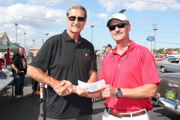 Jon McGlocklin, Co-Founder and the President of the MACC Fund with Jay Hiller at our MACC Fund Car Show!