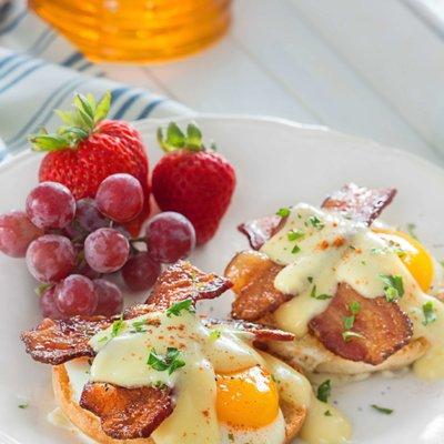 honey-bacon-benedict recipe on our Healthy Honey Blog