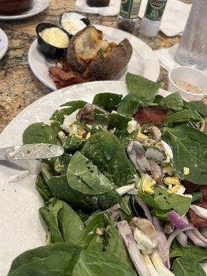 Spinach salad, Baked Potato