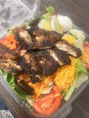 Grilled Chicken Salad (cheddar cheese and boiled egg are add ons just an FYI)