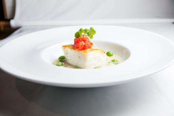 Chilean Sea Bass with Burre Blanc and English Peas