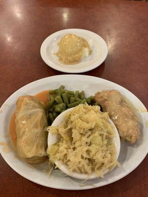 Split Stuffed Cabbage And City Chicken Dinner. Outstanding!