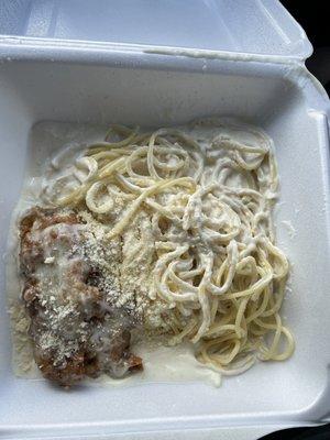 Chicken Parmesan with Alfredo sauce