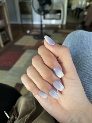 Purple to white ombré nails