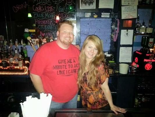 Two of the bartenders having a great time.