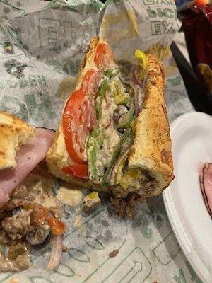 Supposed to be a steak and cheese "premium" sub $12.49 I SENT THE INFO TO SUBWAY- they never responded!