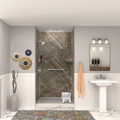 Trinity engineered solid surface shower from Samuel Mueller.