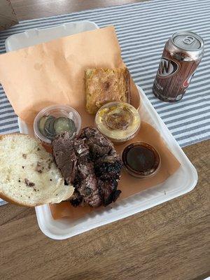 Beef Brisket Chopped Sandwich Cornbread Mac N Cheese