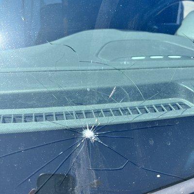 Broken windshield