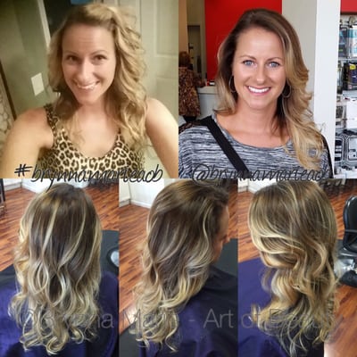 Color let from heavy foil highlights to a softer fall balayage colormelt by Brynna Marie