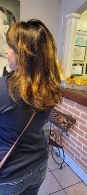 She did a really great job.. i love my haircut and color.. she is amazing and so experienced.