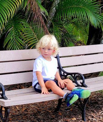 Adorable Hudson. Wearing those awesome glow in the dark, light up sneakers that grandma & pa gifted you!