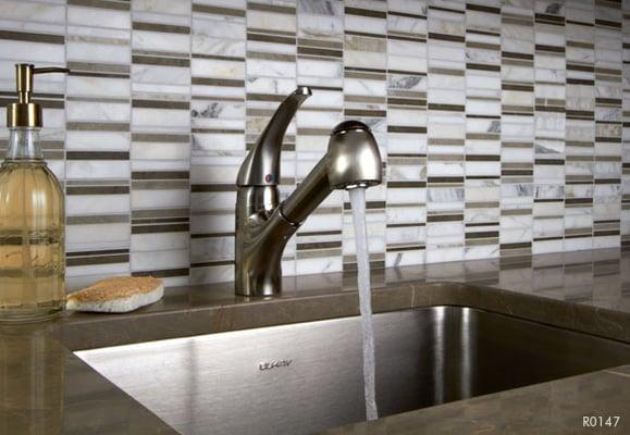 linear mosaic backsplash