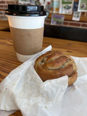 Cardamom bun and pumpkin spice latte.