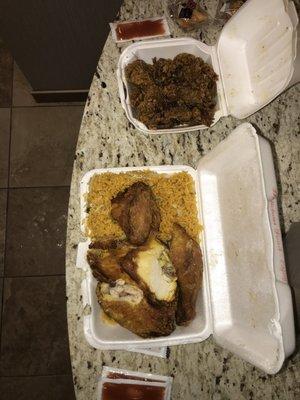 Half a Chicken with Fried Rice and Deep Fried Gizzards.... delicious!