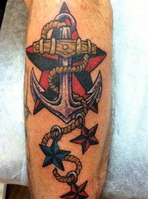 Sailor Jerry style anchor tattoo