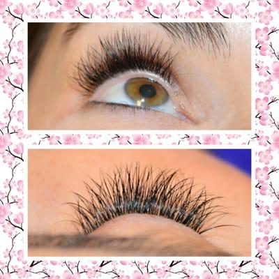 Eyelash extension Russian Volume Glamor look by Tina at V-Tech Nails