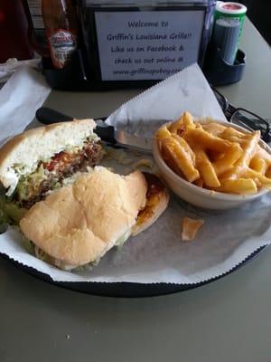 Hangover burger with Marsh fries...